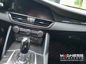 Alfa Romeo Giulia Center Console Trim Set - Carbon Fiber - Two Piece Kit - Pre '20 - Feroce Carbon